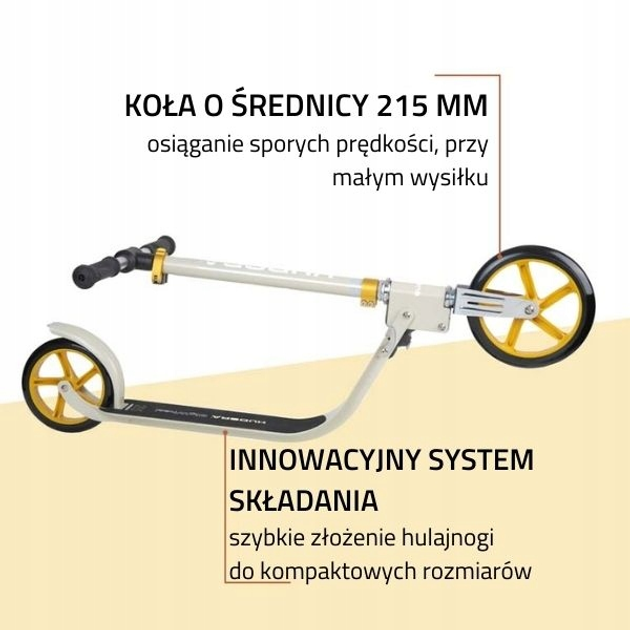 Hulajnoga dziecięca Hudora BigWheel 215 Beżowa (14127/00) - obraz 4