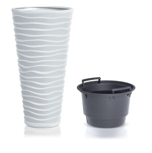 Кашпо для квітів пластикове 22/8 л Prosperplast Sand Slim White 52 см х 29,6 х 52 см DPSA300-S449 біле - изображение 5