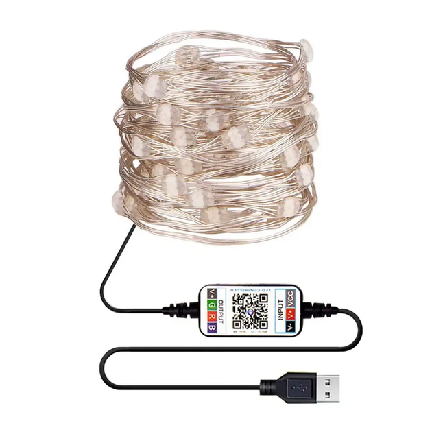 Гирлянда Наружная водонепроницаемая Пластик Bluetooth App Control String USB RGB (1639BTACSGRLNDC27) CLS55 - изображение 6