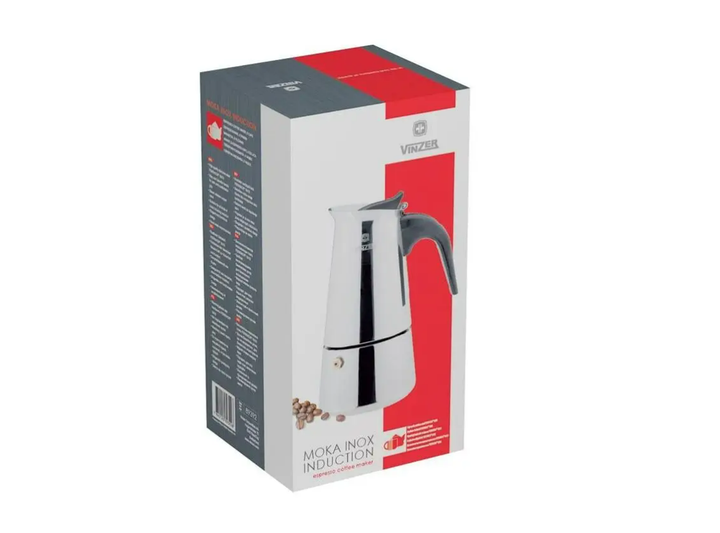 Гейзерная кофеварка 300 мл Vinzer Moka Inox Induction на 6 чашек