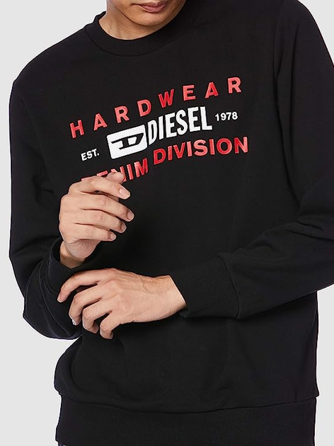 Bluza bez kaptura męska Diesel S-GIRK-K10 A00320RHATY9XX XL (6US) Czarna (8059038537981) - obraz 4