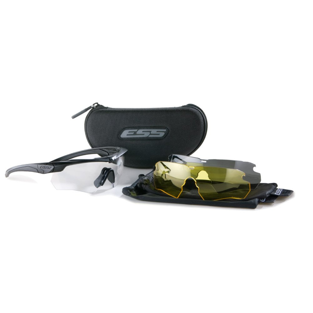 Баллистические, тактические очки ESS Crossbow 3LS с линзами: Прозрачная / Smoke Gray/Hi-Def Yellow. Цвет оправы: Черный. - изображение 1