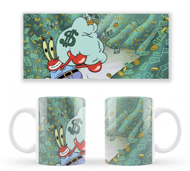 Чашка белая керамическая Sponge Bob Mr.Krabs Money Губка Боб Мистер Крабс Деньги ABC - Фото 1 Чашка белая керамическая Sponge Bob Mr.Krabs Money Губка Боб Мистер Крабс Деньги ABC - изображение 1