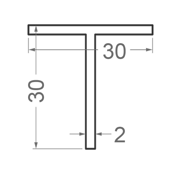 Тавр алюминиевый 30x30x2 анодированный - изображение 2