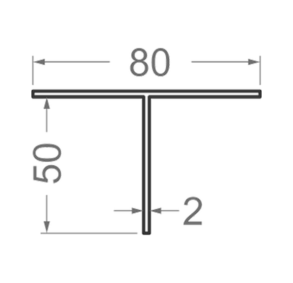 Тавр алюминиевый 80x50x2 анодированный - изображение 2