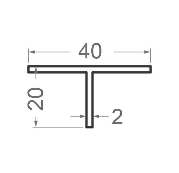 Тавр алюминиевый 40x20x2 без покрытия - изображение 2