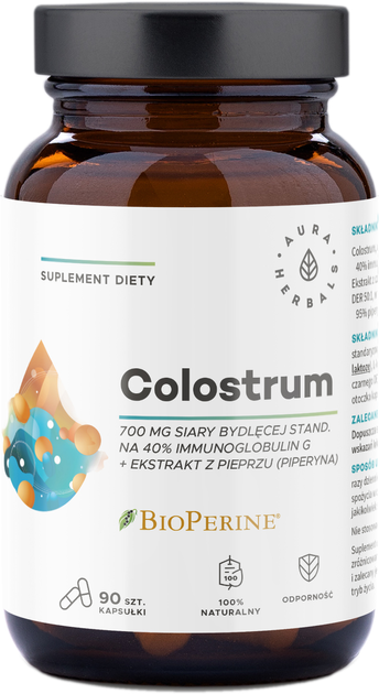 Aura Herbals Colostrum 700 mg + BioPerine kapsułki 90 szt. (5902479613437) - obraz 1