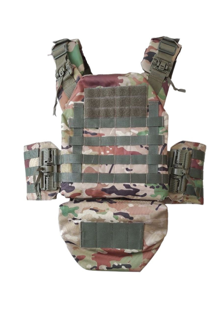 Плитоноска/Plate Carrier Eva Military колір мультикам (без плит, без балістичних пакетів), з модулем MOLLE для кріплення підсумок, з системою швидкого скидання, з напашником - зображення 1