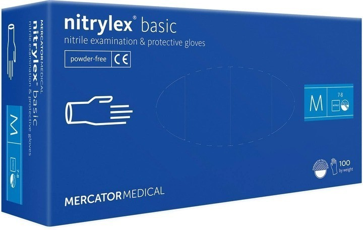 Рукавички нітрилові оглядові Mercator Medical Nitrylex BASIC blue нестерильні неприпудрені M 100 шт - изображение 1