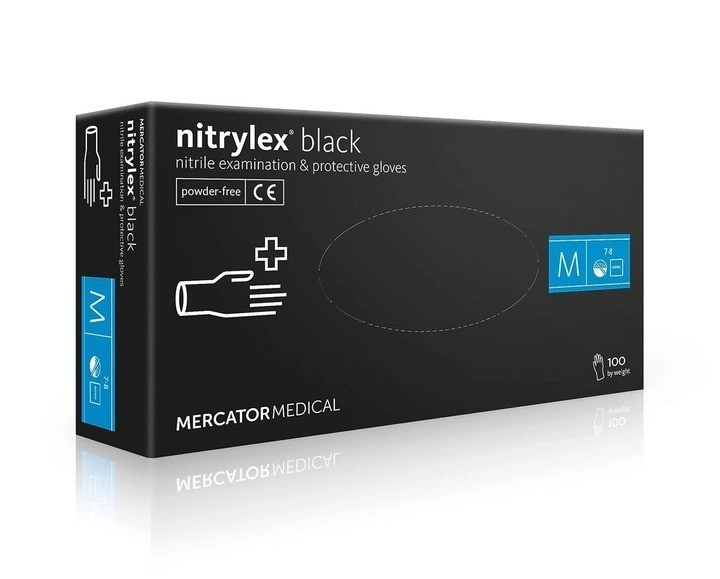 Рукавички нітрилові оглядові Mercator Medical Nitrylex BLACK нестерильні неприпудрені M 100 шт - изображение 1