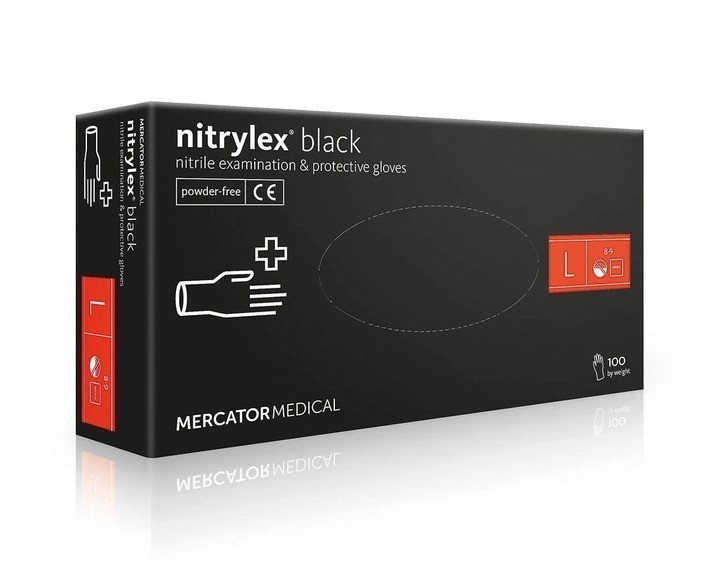 Рукавички нітрилові оглядові Mercator Medical Nitrylex BLACK нестерильні неприпудрені L 100 шт - изображение 1