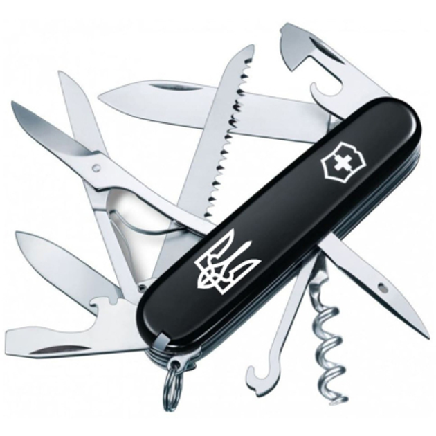 Ніж Victorinox Huntsman Ukraine Black "Тризуб" (1.3713.3_T0010u) - зображення 1