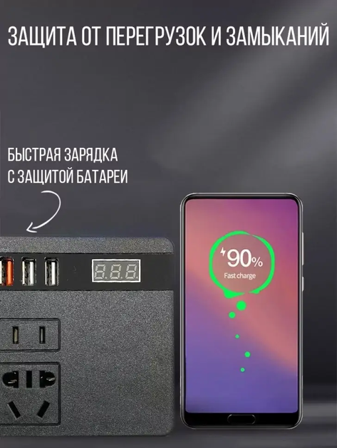 Перетворювач інвертор напруги для автомобіля працює від прикурювача 7,7 х7, 7х4, 4 см (474860-Prob) - зображення 6
