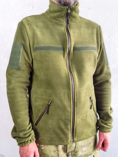 Военная флисовая кофта на молнии Garment Factory оливковая Флиска ВСУ флисова куртка с карманами РАЗМЕР 58 4XL - изображение 2