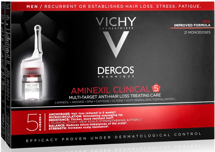 Засіб проти випадіння Vichy Dercos Aminexil Clinical 5 комплексної дії для чоловіків 21 х 6 мл (3337875522748) - зображення 3