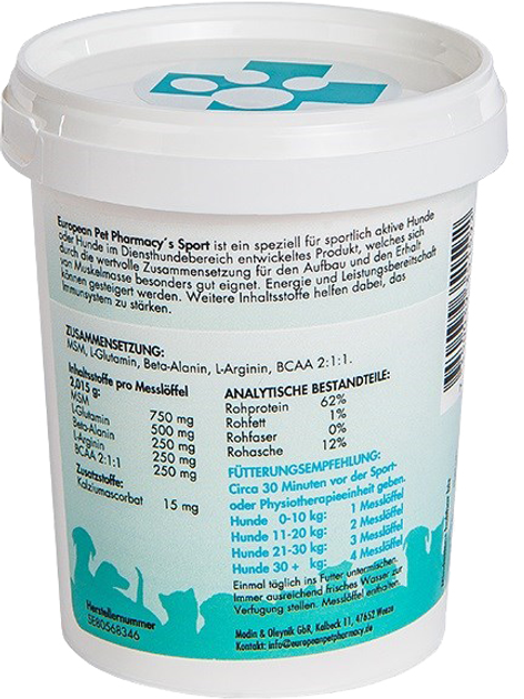 Харчова добавка з амінокислотами для собак EUROPEAN PET PHARMACY Sport 270 г (7350039351592) - зображення 2