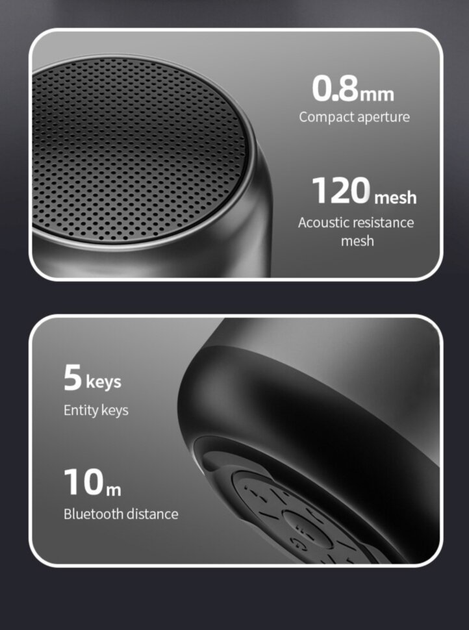 Портативна бездротова Bluetooth колонка Honestel F1 TWS Bt 5.0 1200мАh 3W з ремінцем Black - зображення 5