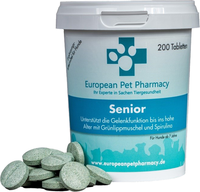 Suplement diety dla starszych psów EUROPEAN PET PHARMACY Senior 200 tabl. (7350039351332) - obraz 1