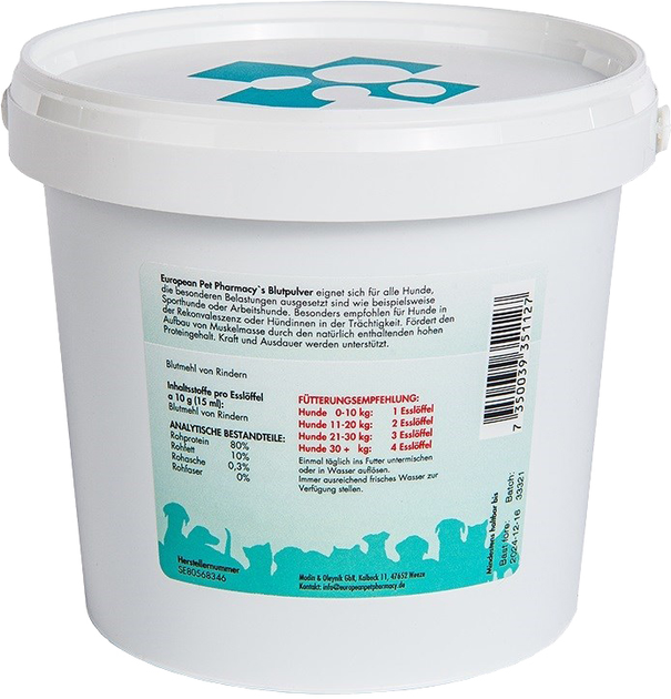 Регенеруюча добавка до їжі для собак EUROPEAN PET PHARMACY Blutpulver 800 г (7350039351127) - зображення 2