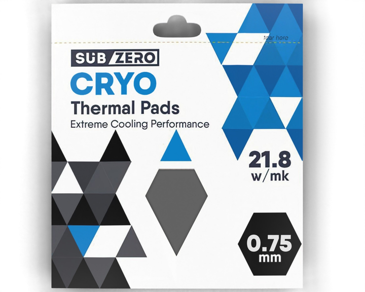 Термопрокладка SubZero CRYO 100x100x0.75 мм SubZero Thermal Pad 21.8 W/mK сіра - изображение 1