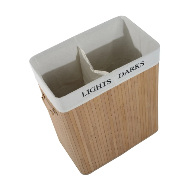 Бамбуковая корзина для белья 100л Juskys 63x52х32 - изображение 3