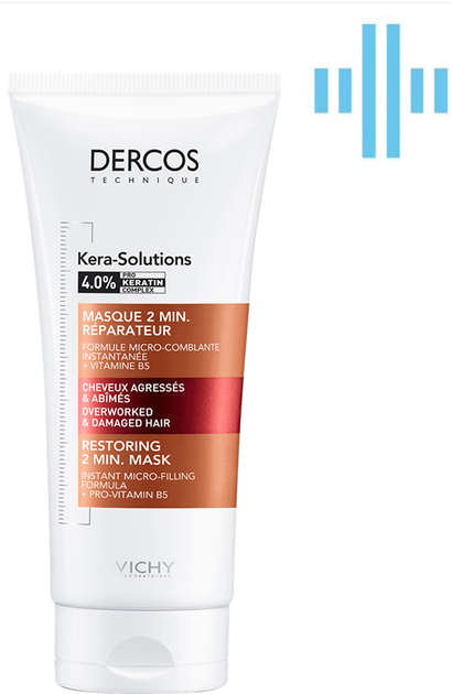 Відновлювальна 2-хвилинна маска Vichy Dercos Kera-Solutions з комплексом Про-Кератин для реконструкції поверхні пошкодженого ослабленого волосся 200 мл (3337875673914) - зображення 2