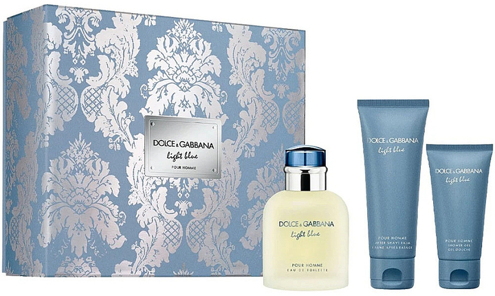 Набір для чоловіків Dolce&Gabbana Light Blue Pour Homme Туалетна вода 125 мл + Гель для душу 50 мл + Бальзам після гоління 50 мл (3423473146858) - зображення 1