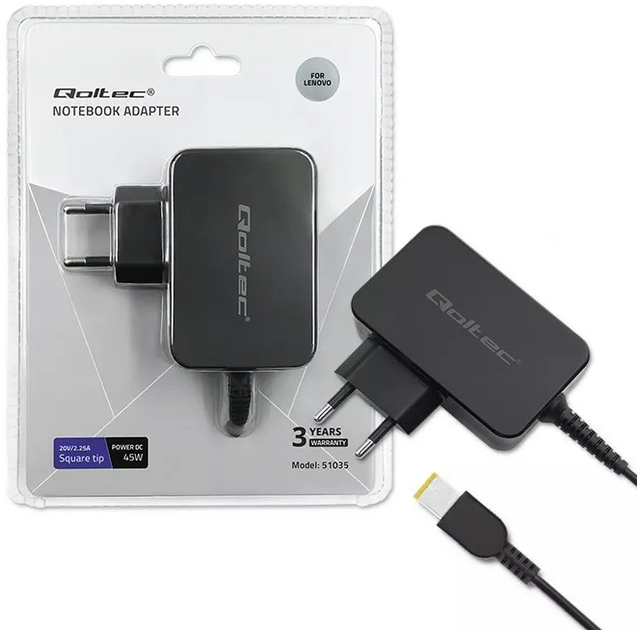 Zasilacz Qoltec do Lenovo 20 V 45 W slim tip+pin (51035) (5901878510354) - obraz 7