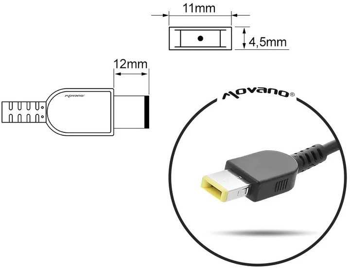 Блок живлення Mitsu для Lenovo 20 В 65 Вт 11.0x4.5 (ZM/LEN20325Y) - зображення 3