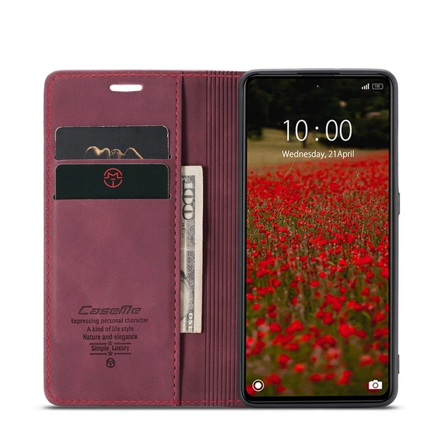 Чехол книжка с магнитом Xiaomi Redmi Note 12 5G CaseMe Wine (33353-42) - Фото 4 Чехол книжка с магнитом Xiaomi Redmi Note 12 5G CaseMe Wine (33353-42) - изображение 4