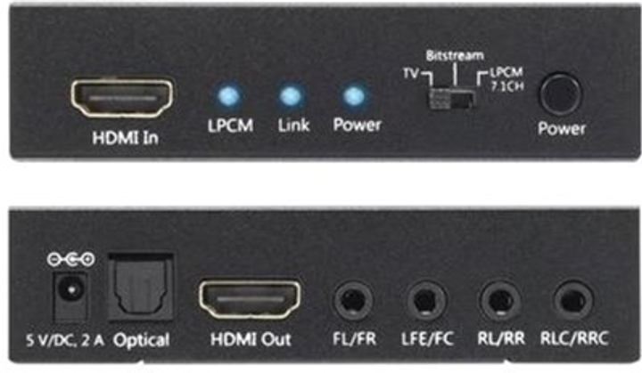 Аудіоекстрактор Techly HDMI 4K audio extractor SPDIF Toslink, 4x Jack 3.5mm, LPCM 5.1CH / 7.1CH (25756) (8054529025756) - зображення 6