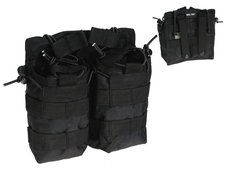 Подвійна сумка для магазинів 7,62 AK M14 MOLLE MIL-TEC BLACK - зображення 1