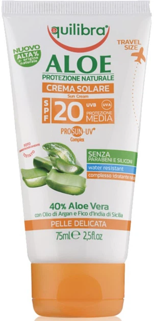 Солнцезащитный крем Equilibra Aloe SPF20 75 мл (8000137014491) - Фото 1 Солнцезащитный крем Equilibra Aloe SPF20 75 мл (8000137014491) - изображение 1