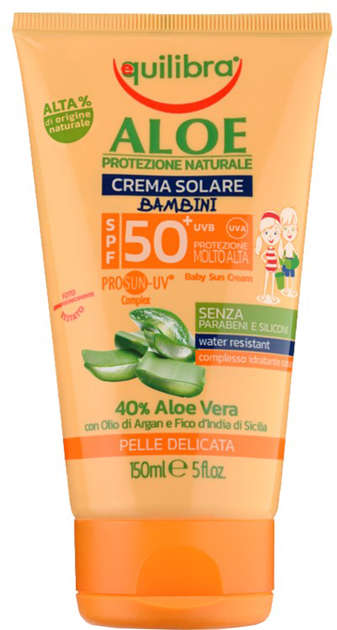 Сонцезахисний крем для дітей Equilibra Aloe SPF50+ UVB/UVA 150 мл (8000137014552) - зображення 1