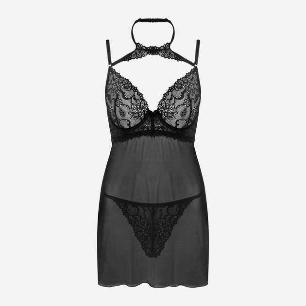 Еротичний комплект (пеньюар + трусики-стринги) LivCo Corsetti Fashion Binella S/M Чорний (5907621628512) - зображення 6