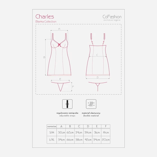 Komplet erotyczny (halka + figi stringi) CoFashion Charles CF 90298 S/M White (5902767120869) - obraz 4