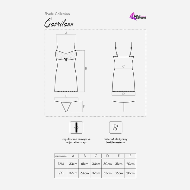Еротичний комплект (пеньюар + трусики-стринги) LivCo Corsetti Fashion Gavrilann LC 99245 S/M Чорний (5902143681052) - зображення 7