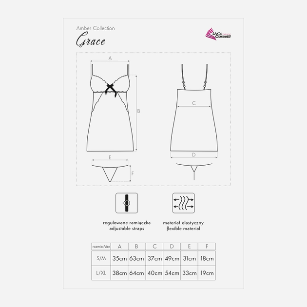 Еротичний комплект (пеньюар + трусики-стринги) LivCo Corsetti Fashion Grace LC 90321 S/M Чорний (5903050360610) - зображення 4