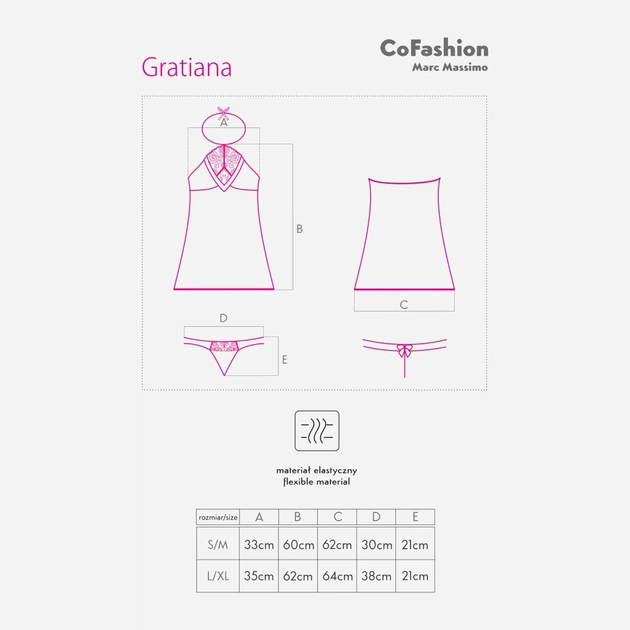 Еротичний комплект (пеньюар + трусики-стринги) CoFashion Gratiana CF 90478 S/M Чорний (5902767122115) - зображення 5