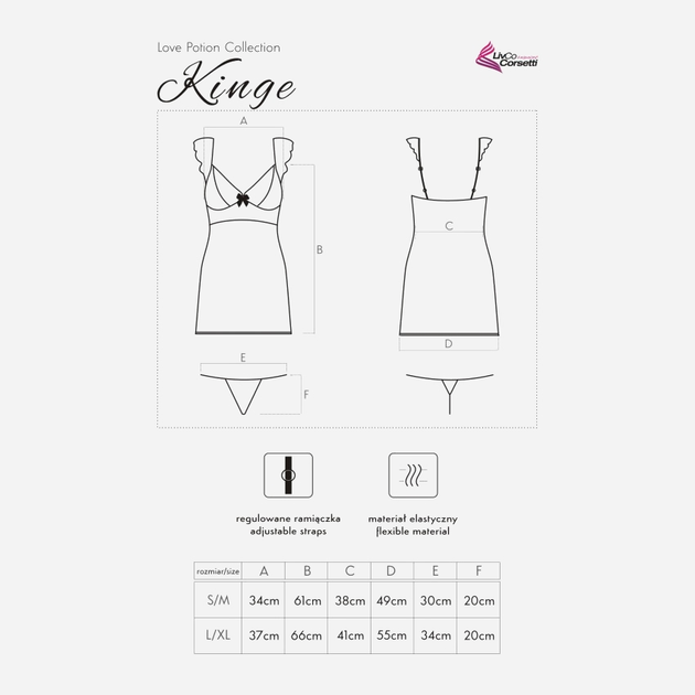 Komplet erotyczny (halka + figi stringi) LivCo Corsetti Fashion Kinge LC 99187 L/XL Black (5903050369743) - obraz 7