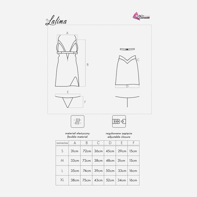 Komplet erotyczny (halka + figi stringi) LivCo Corsetti Fashion Lalima LC 13428 S Black (5907996380244) - obraz 5