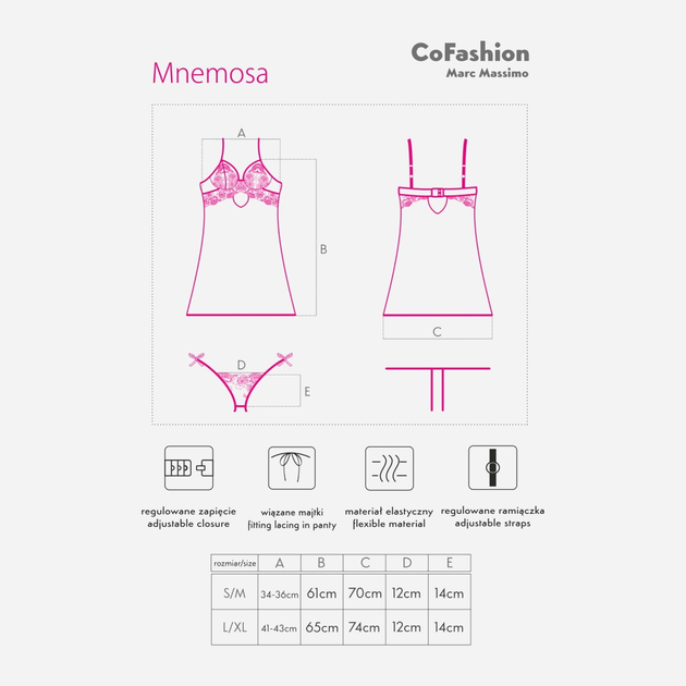 Еротичний комплект (пеньюар + трусики-стринги) CoFashion Mnemosa CF 90482 L/XL Сірий (5902767122528) - зображення 5