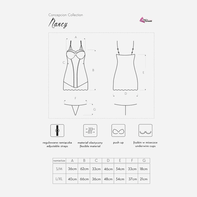 Еротичний комплект (пеньюар + трусики-стринги) LivCo Corsetti Fashion Nancy LC 90203 S/M Різнокольоровий - зображення 7