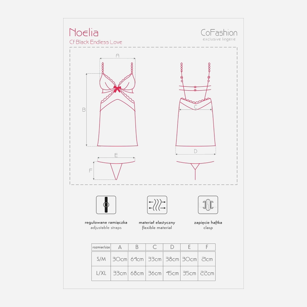 Komplet erotyczny (halka + figi stringi) CoFashion Noelia CF 90330 S/M Black (5902767121033) - obraz 5