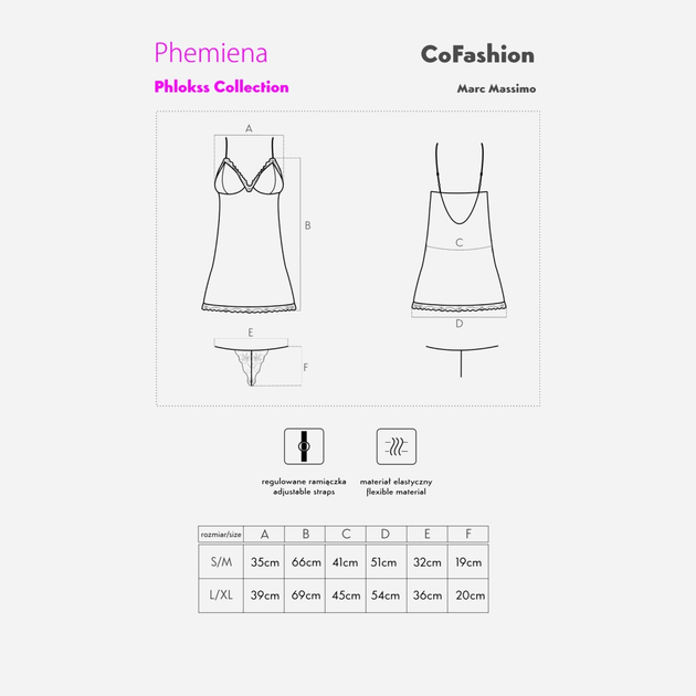 Еротичний комплект (пеньюар + трусики-стринги) CoFashion Phemiena CF 90433 S/M Бордовий (5902767122337) - зображення 7