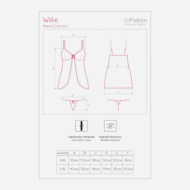 Komplet erotyczny (halka + figi stringi) CoFashion Willie CF 90299 S/M White (5902767120920) - obraz 4