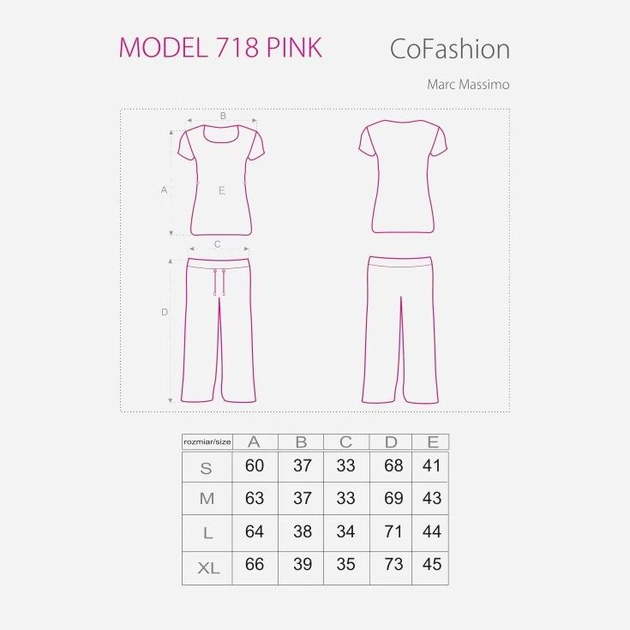 Piżama (koszulka + spodenki) CoFashion 718 XL Różowy (5902431642949) - obraz 2