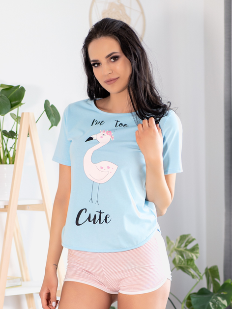 Піжама (футболка + шорти) LivCo Corsetti Fashion Cute Flamant 0304 S/M Різнокольорова (5907621612870) - зображення 1