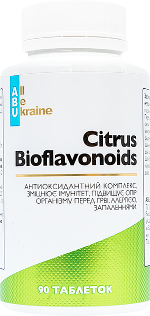 Цитрусові біофлавоноїди All Be Ukraine Citrus bioflavonoids 90 таблеток (4820255570594) - зображення 1