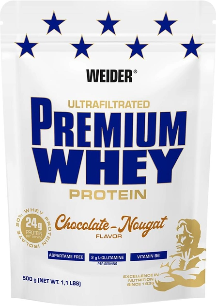 Преміум протеїн сироватковий Weider 500 г Шоколад-Нуга (4044782300459) - зображення 1